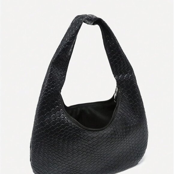 Women's Woven Leather Handbag Vintage Top Handle Shoulder Bags Textured Hobo Bag - Picture 4 of 6